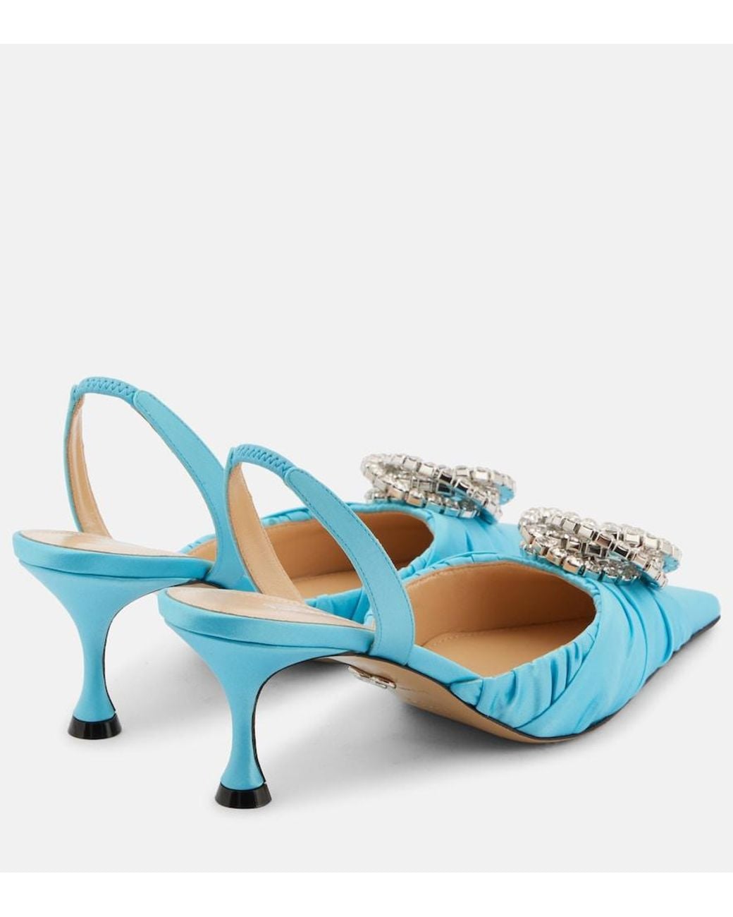 Mach & Mach Blue Galaxy 65 Satin Slingback Pumps