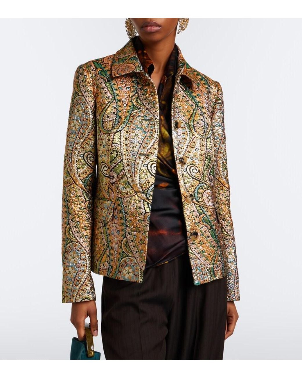 Dries Van Noten Brown Paisley Jacquard Jacket