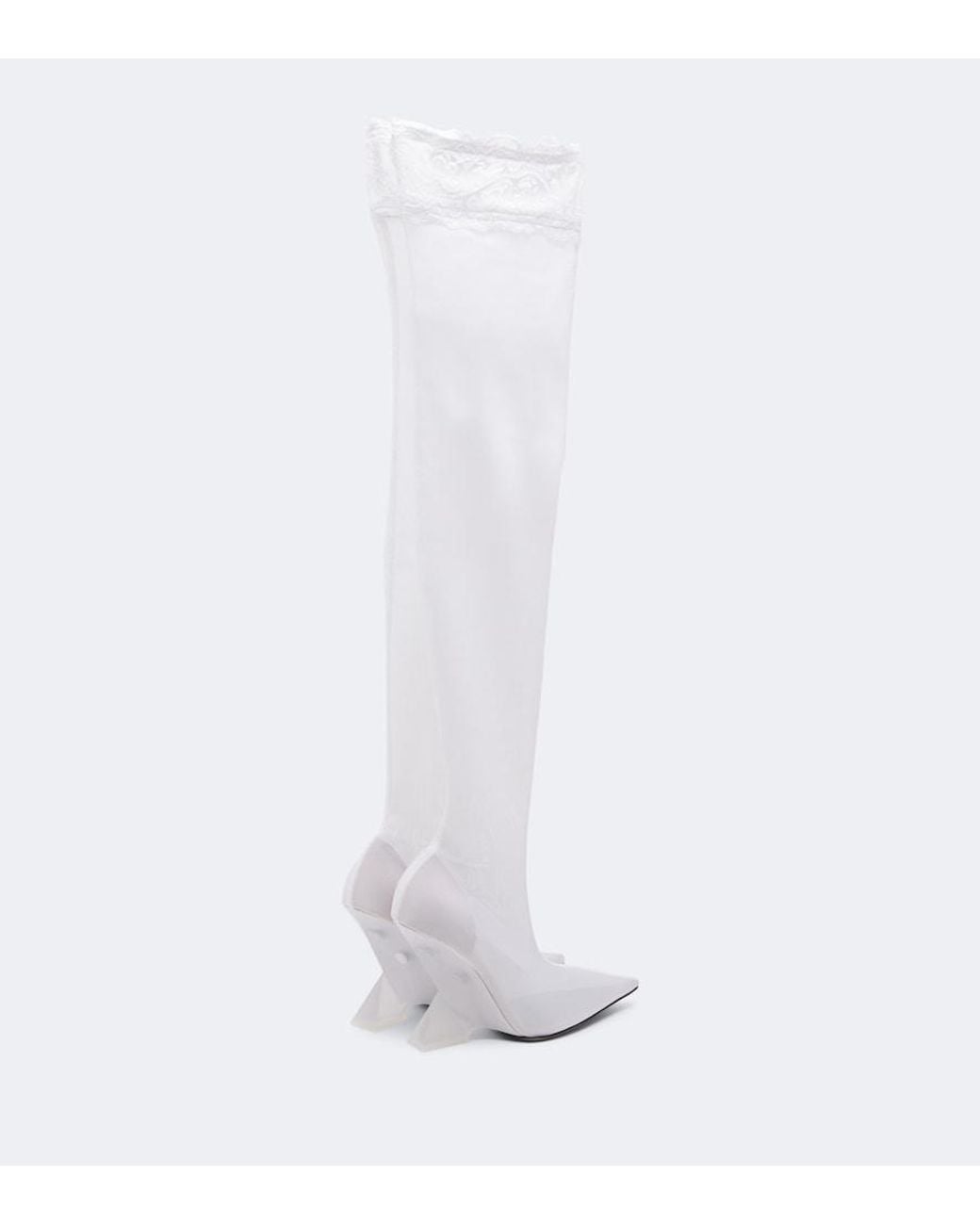 The Attico White Cheope Mesh Over-The-Knee Boots