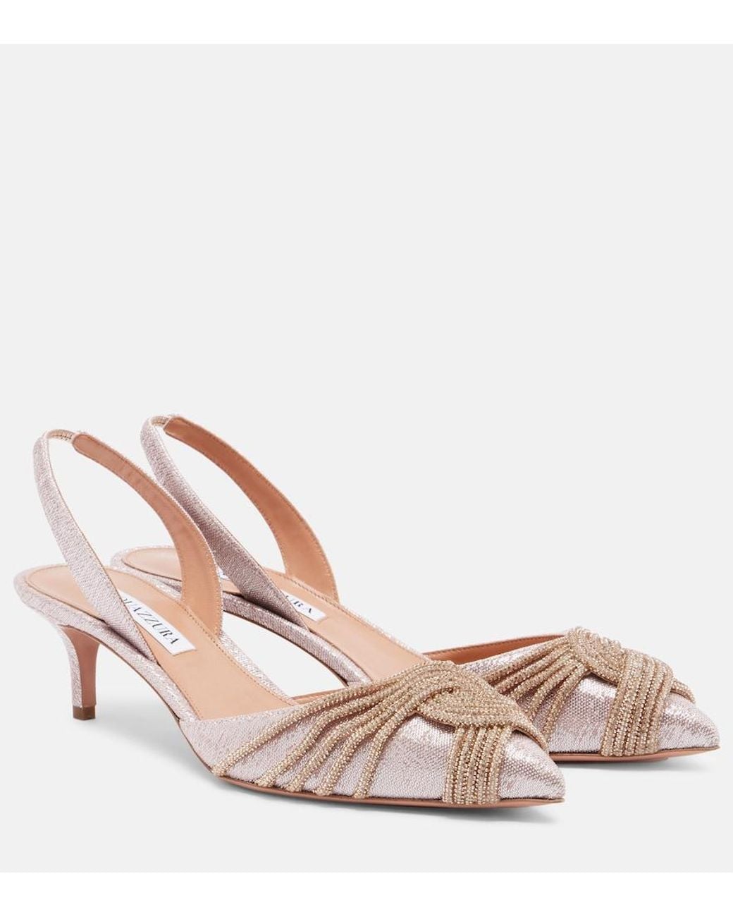 Aquazzura Pink Gatsby 50 Embellished Slingback Pumps