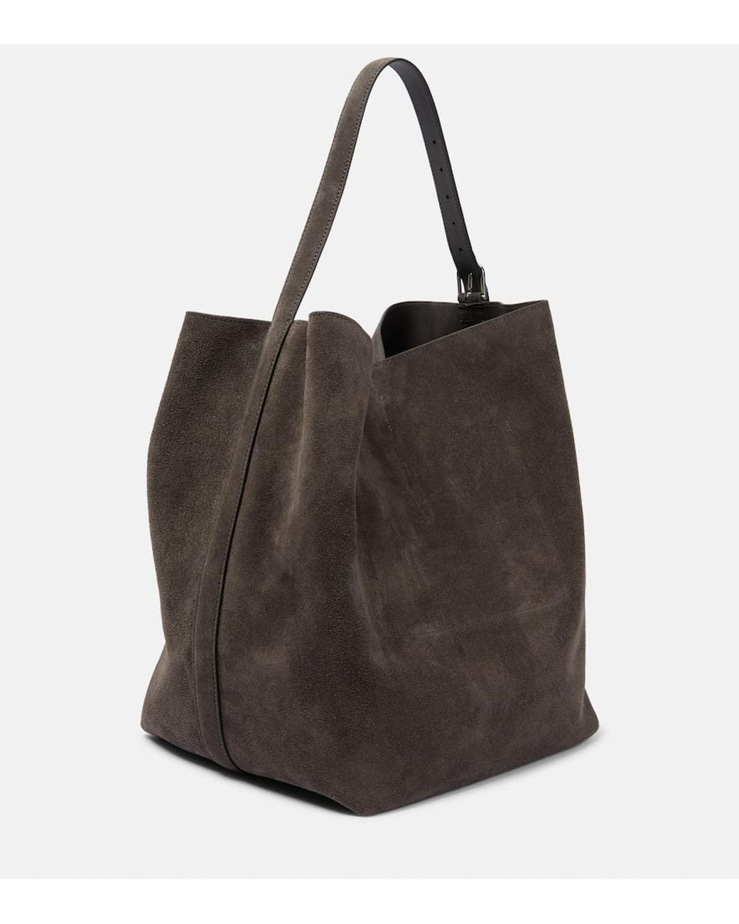 Totême Brown Belted Suede Tote Bag