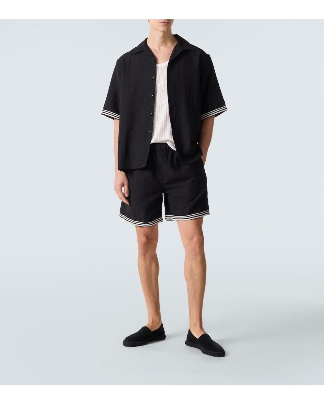 Camisa Bordada Commas de hombre de color Black