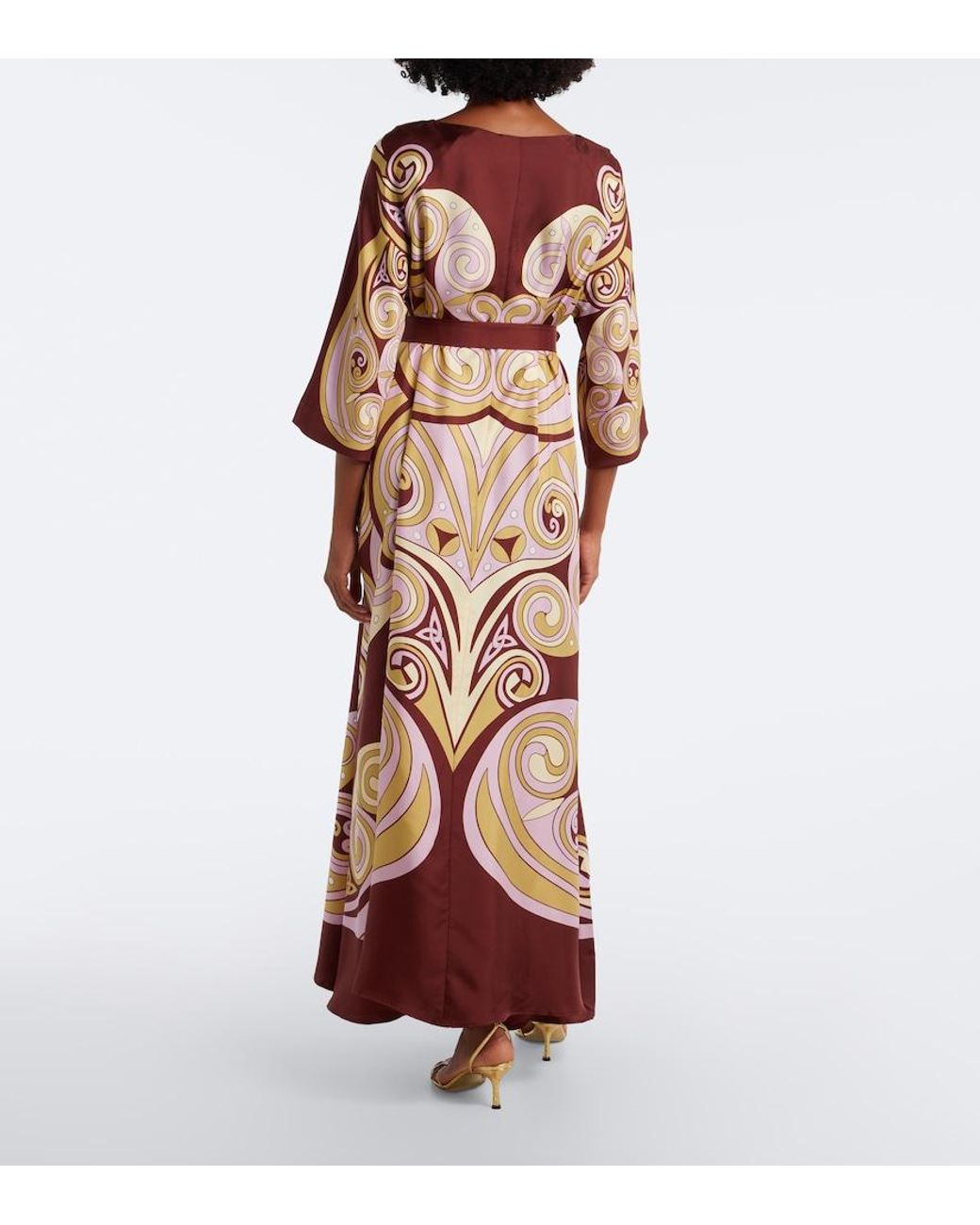 LaDoubleJ Red Muumuu Belted Printed Silk Twill Kaftan