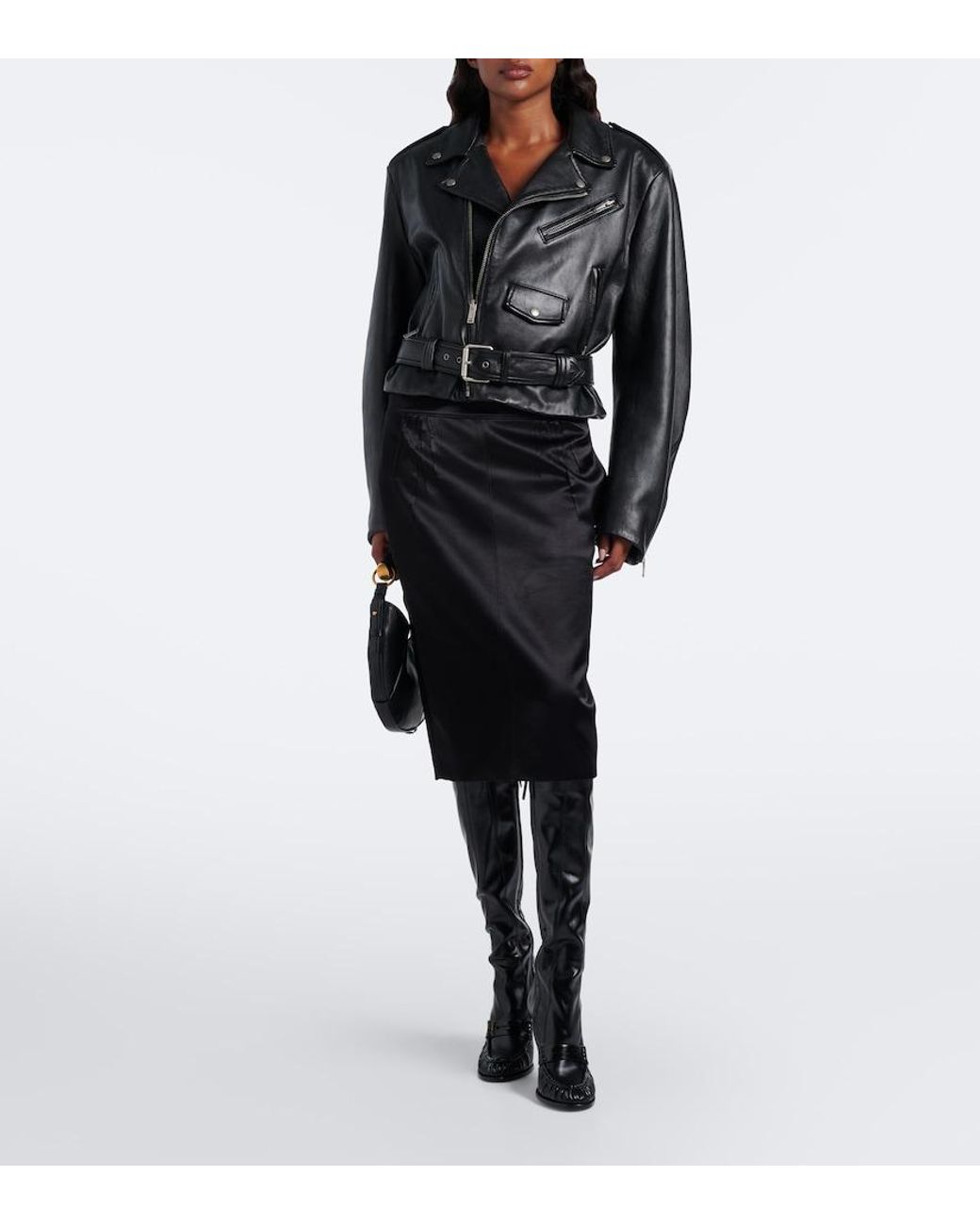 Saint Laurent Black Le Loafer Leather Knee-High Boots