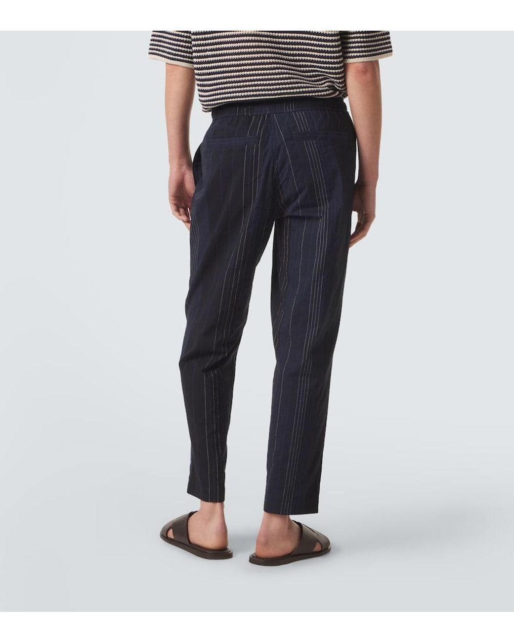 Orlebar Brown Blue Sonoran Striped Cotton Straight Pants for men