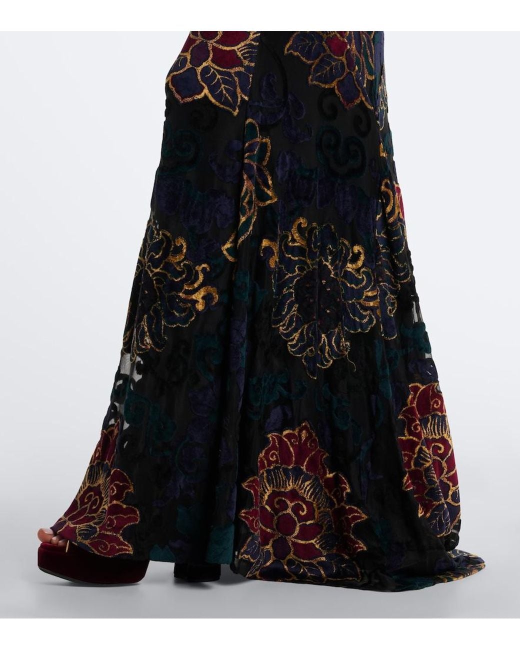 Etro Black Floral Jacquard Jersey Halterneck Gown