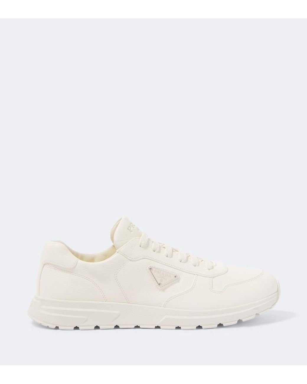 Prada White Prax 2.0 Leather Sneakers for men