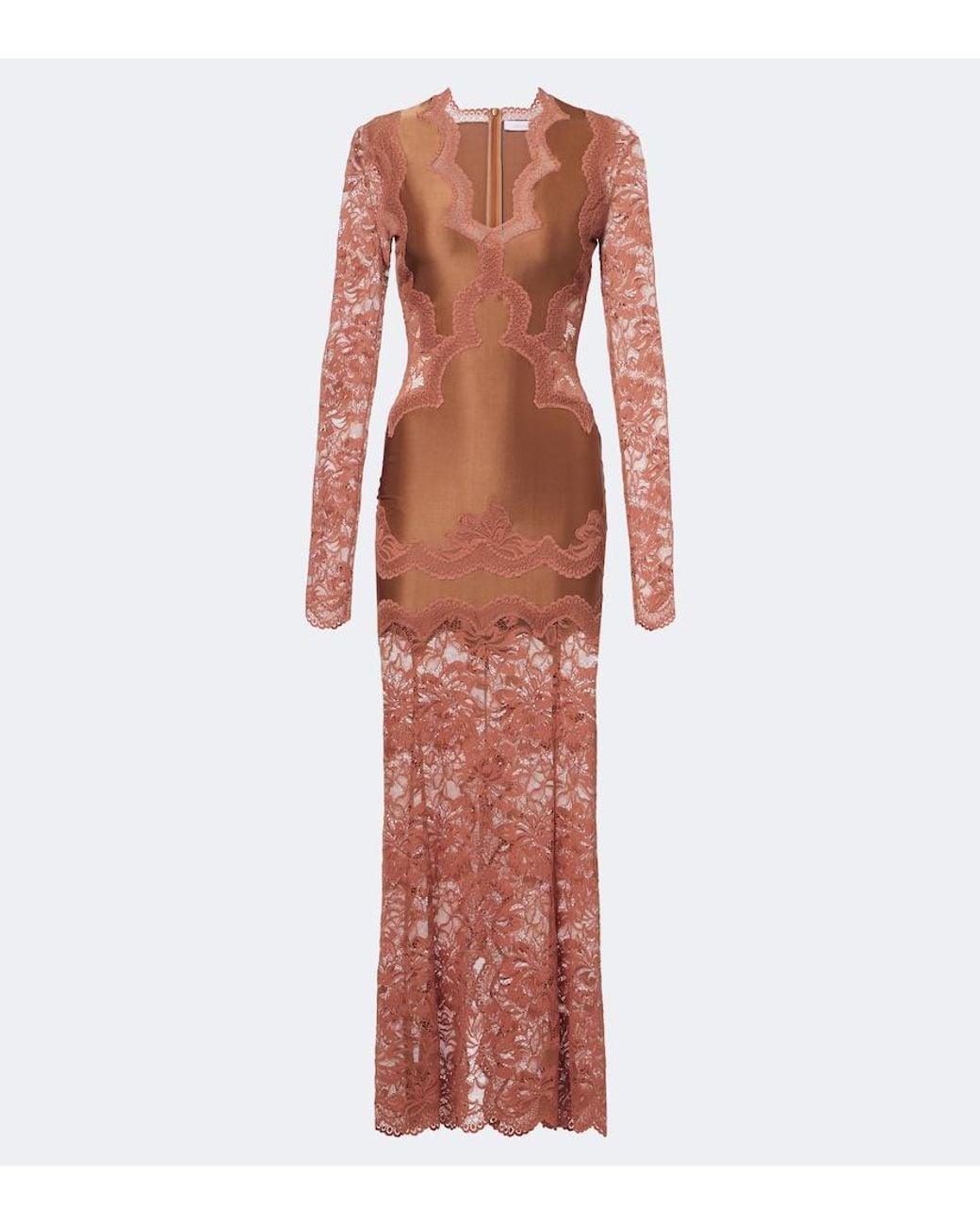 Rabanne Pink Lace And Satin Maxi Dress