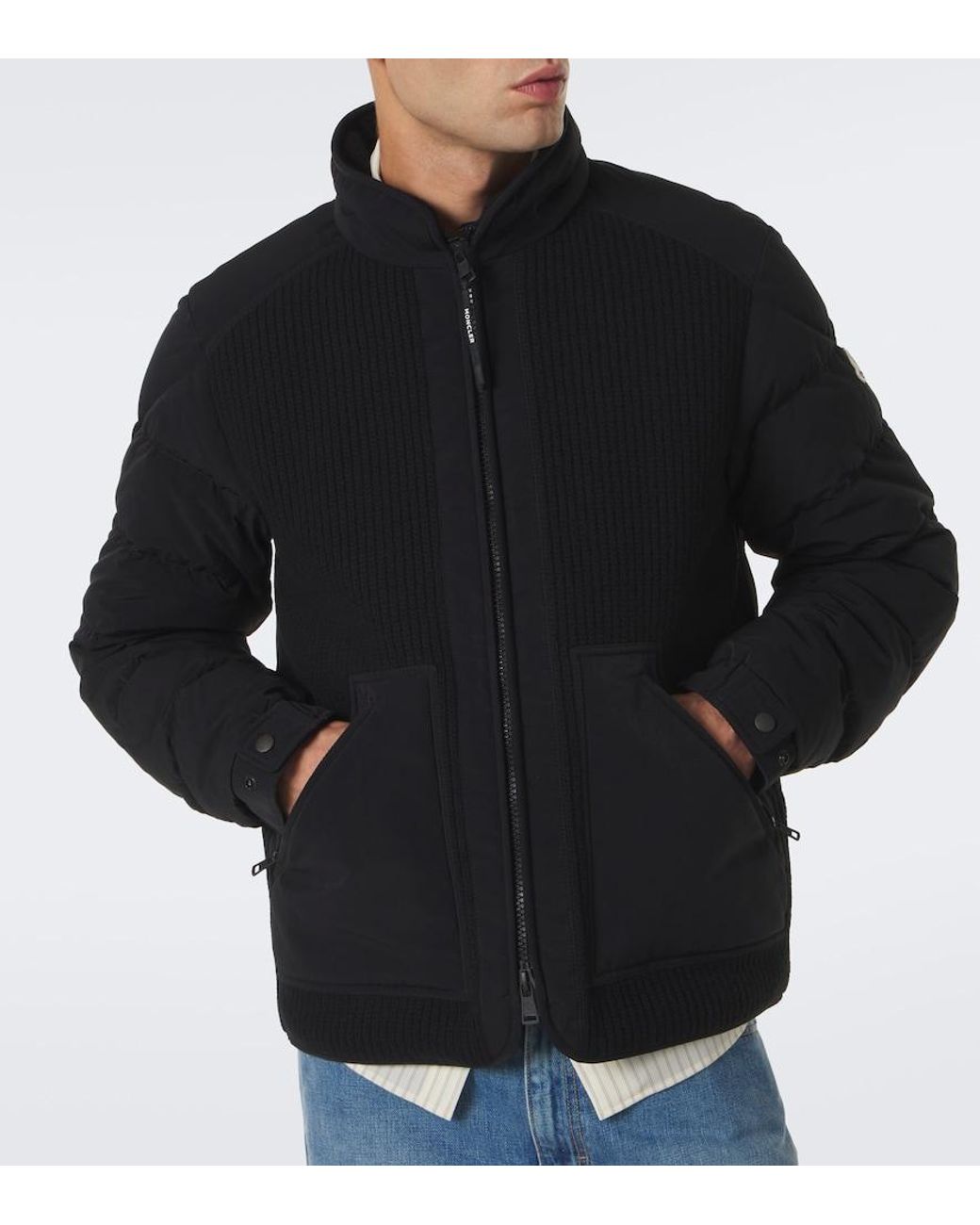 Moncler Black Pelat Hooded Down Jacket for men