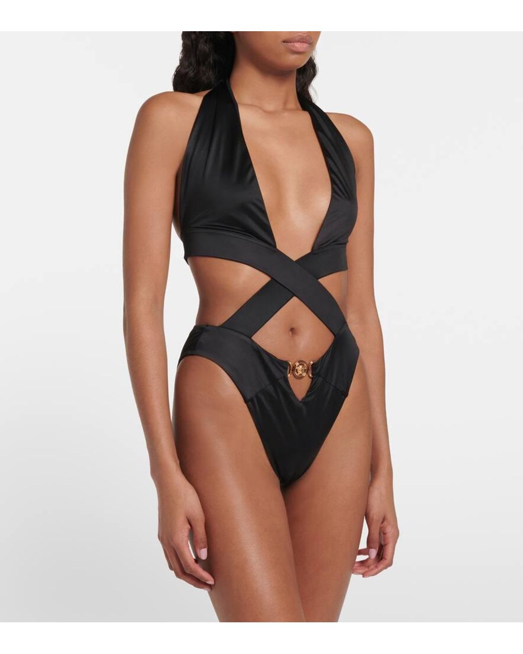 Versace Black 'Medusa' One Piece Swimsuit