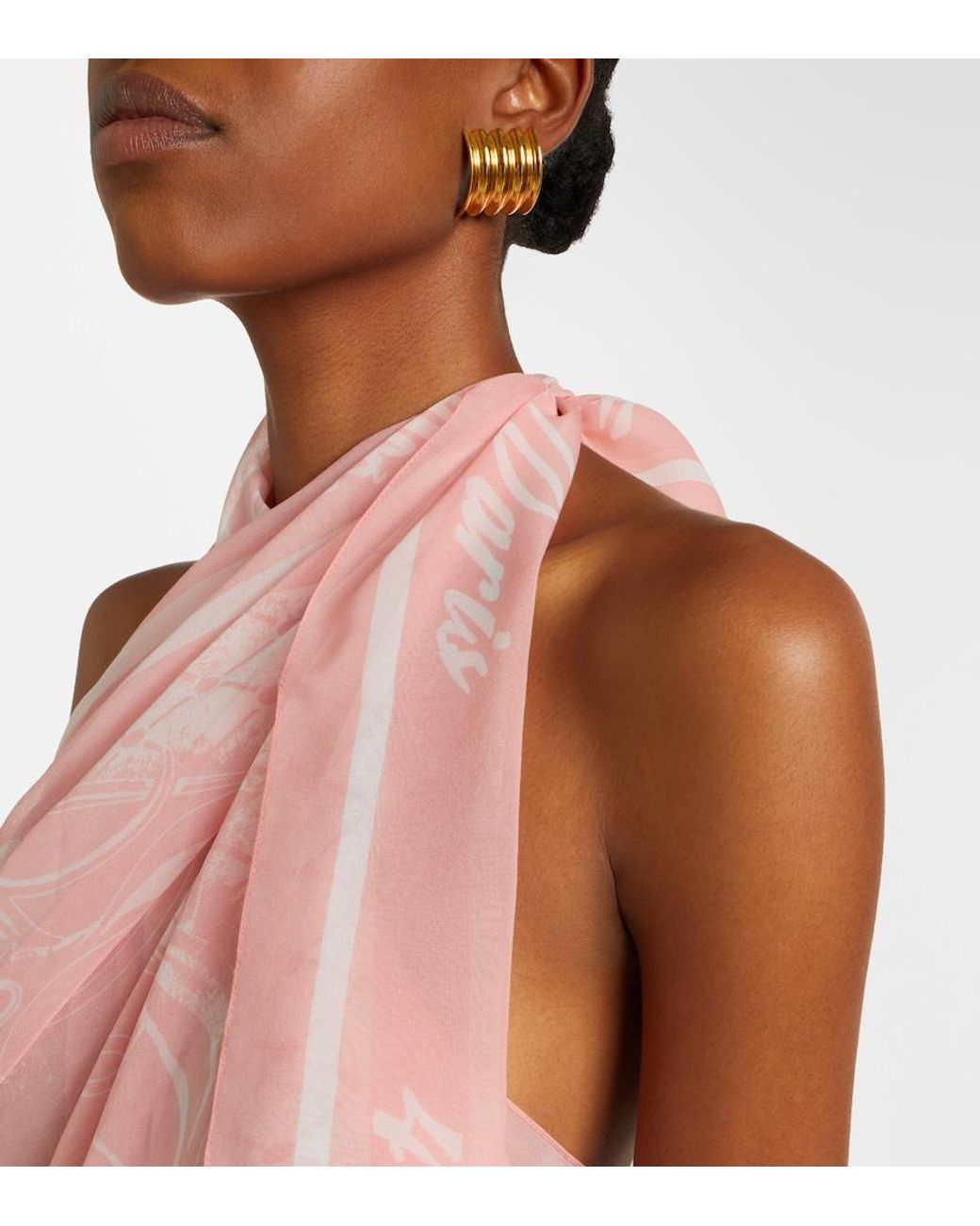 Balmain Pink Printed Silk Beach Cover-Up