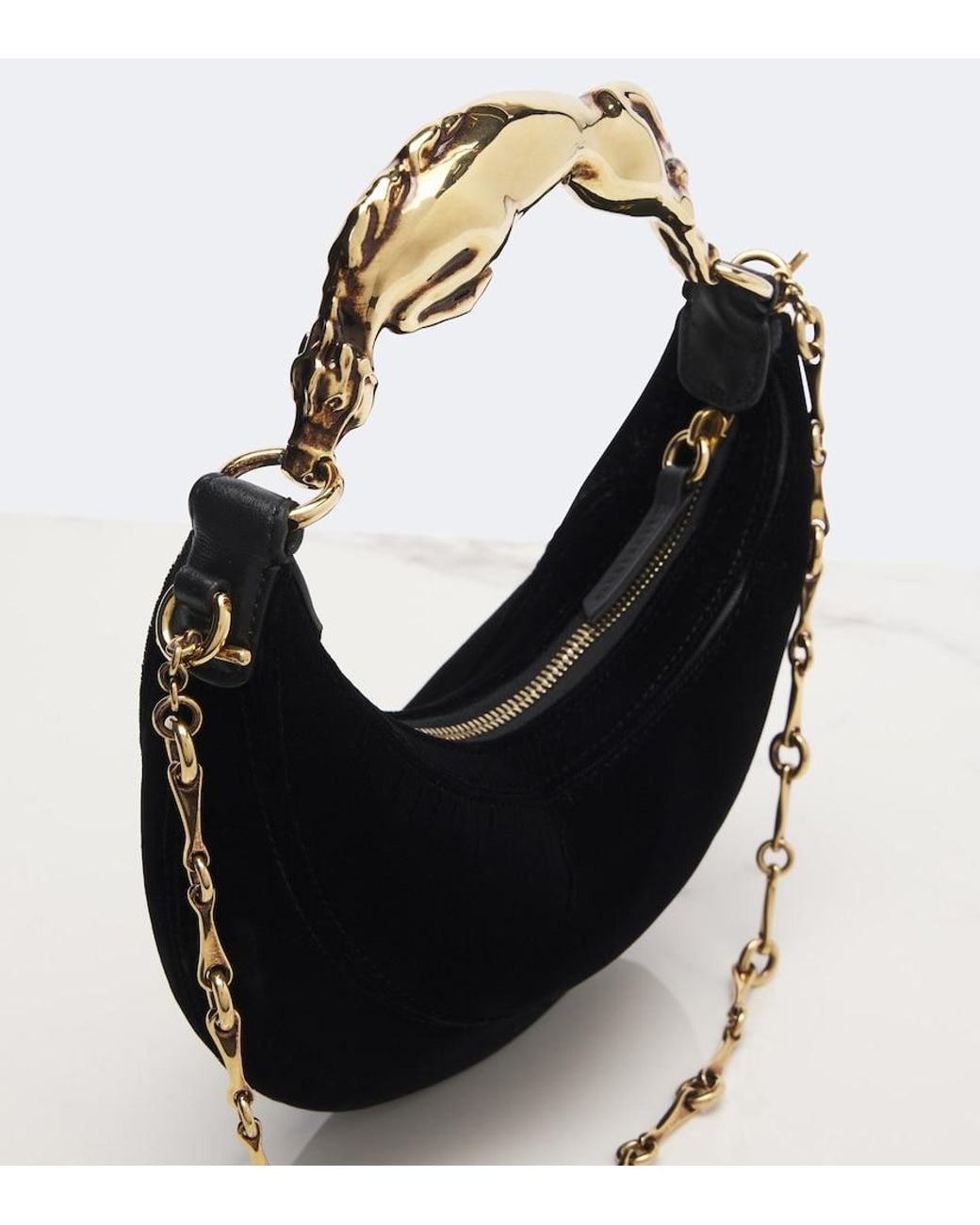 Chloé Black Chain Horse Small Velvet Shoulder Bag