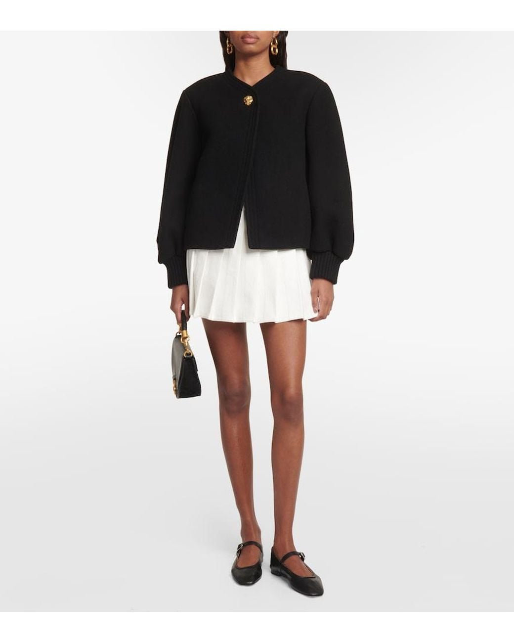 Le Monde Beryl Black Leather Mary Jane Ballet Flats