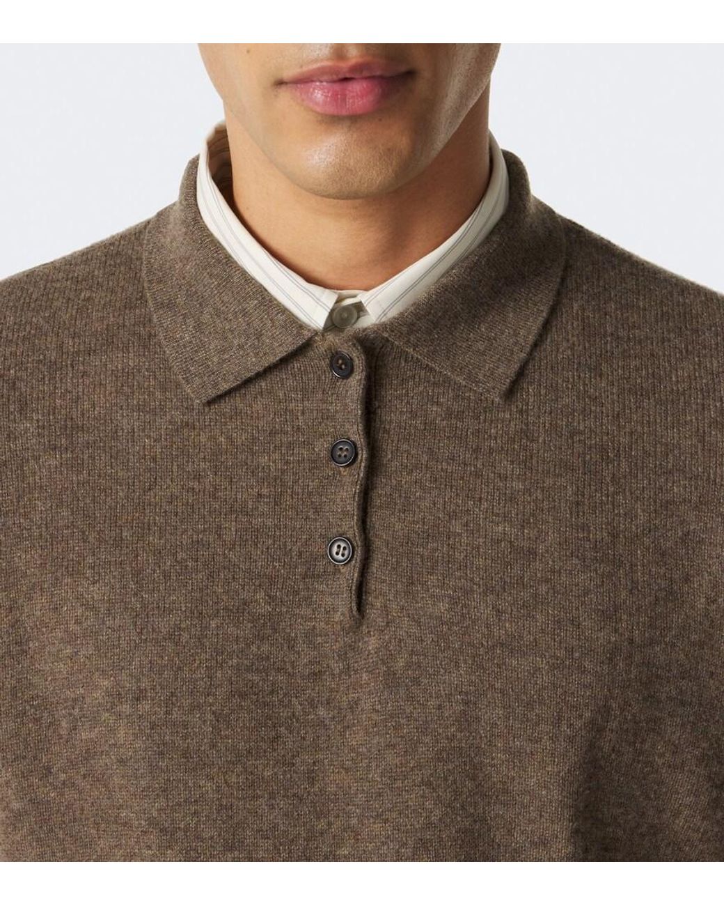 LeKasha Brown Crete Cashmere Polo Sweater for men