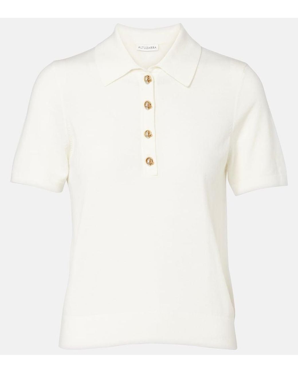 Altuzarra White Nemo Wool-Blend Polo Shirt