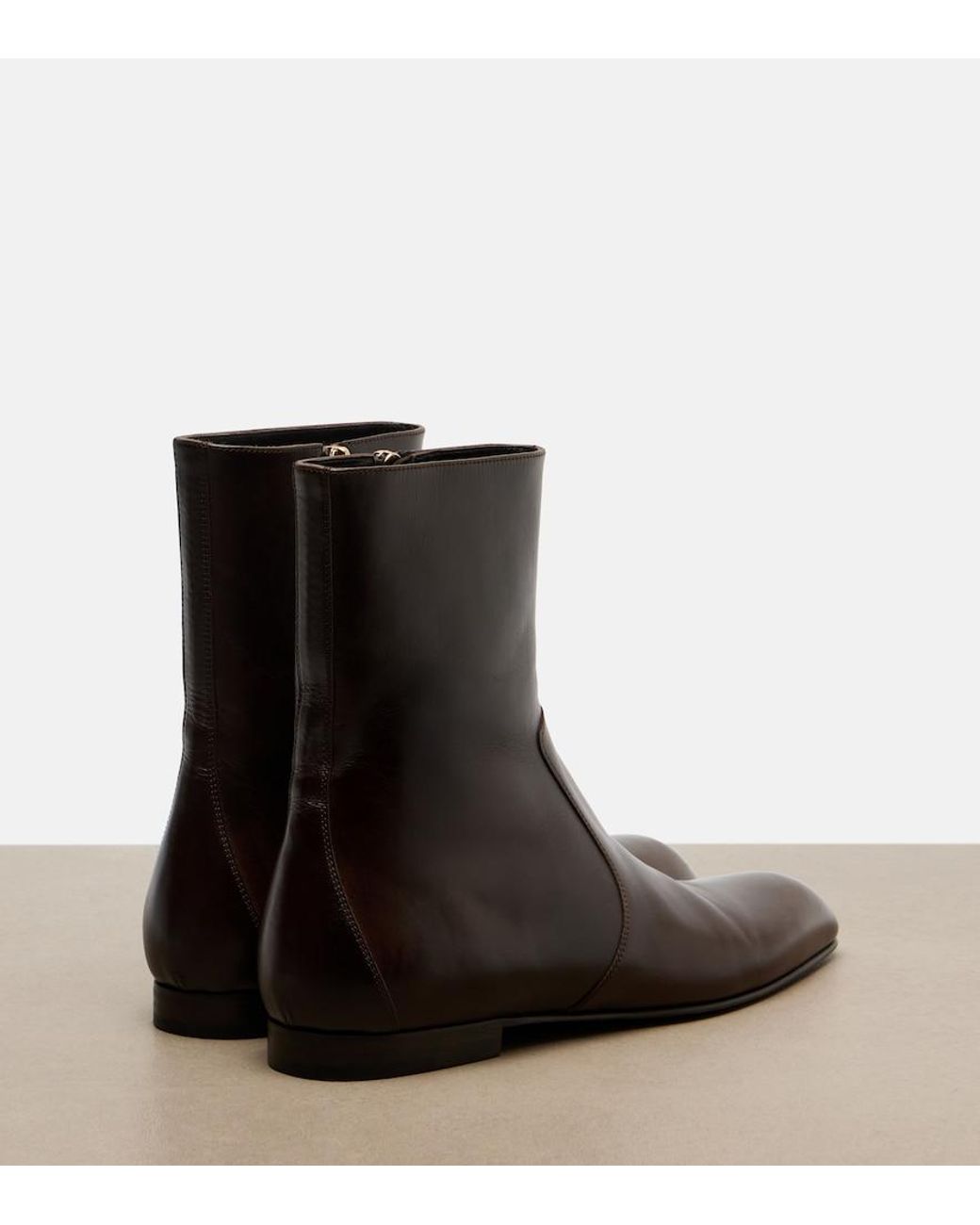 Khaite Brown Colt Leather Ankle Boots