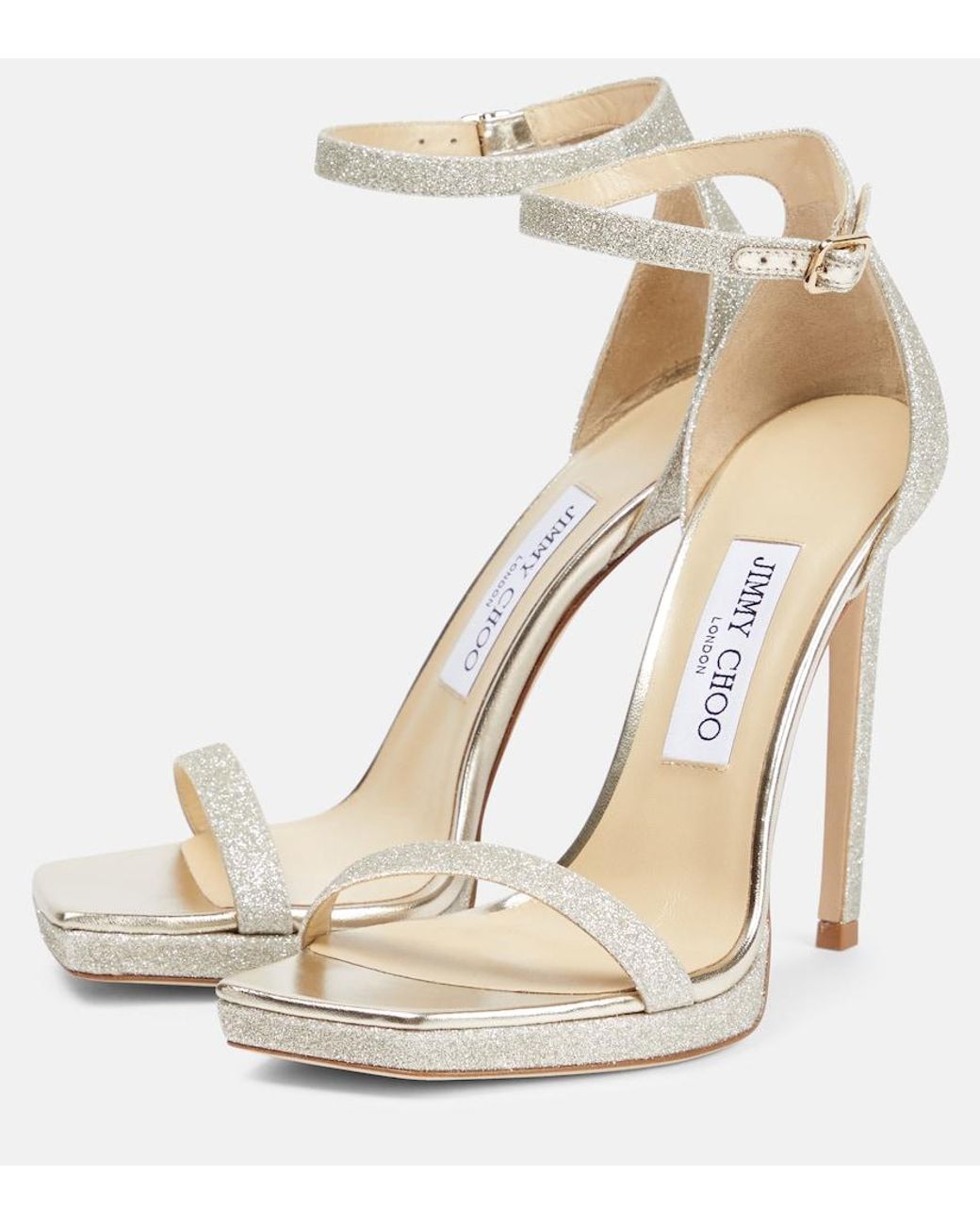 Jimmy Choo Metallic Alva 120 Glitter Sandal