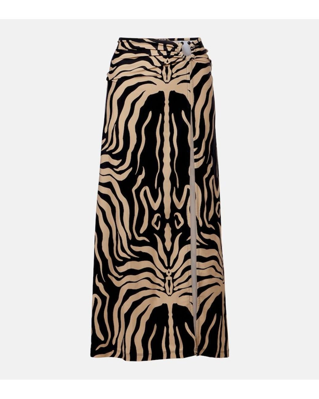 Johanna Ortiz Black Printed Midi Skirt