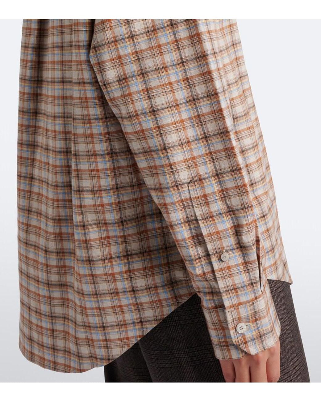 Acne Brown Checked Cotton And Linen Shirt