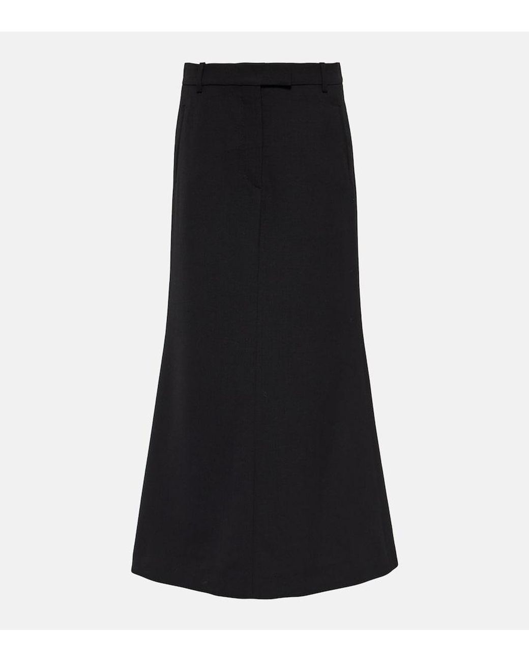 Acne Black Wool-Blend Maxi Skirt
