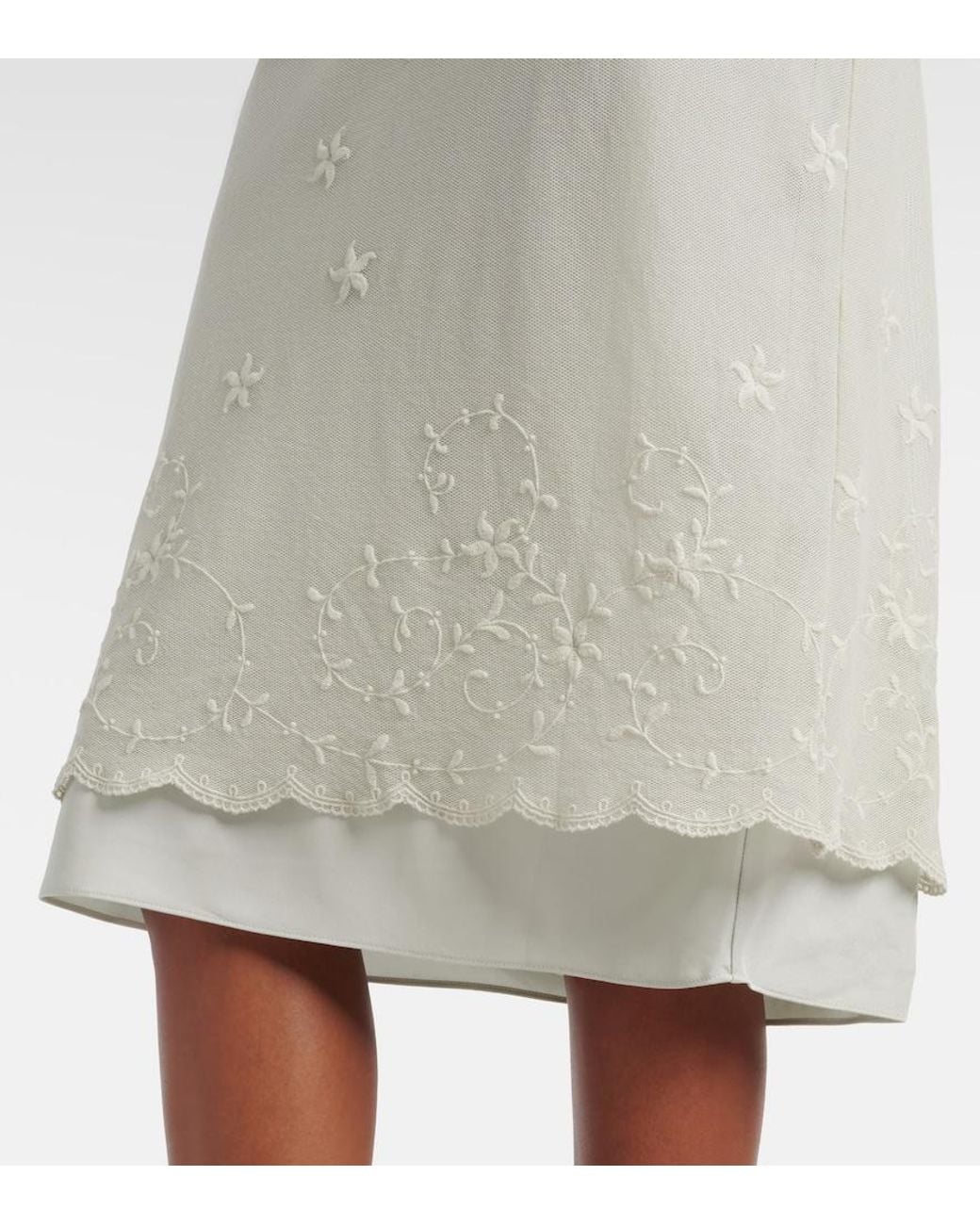 Posse White Cove Embroidered Midi Dress