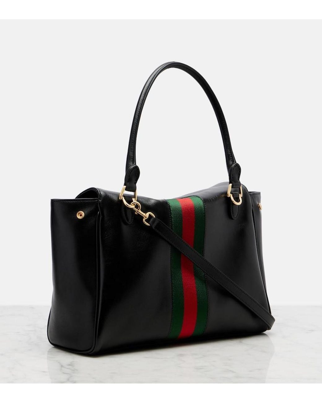 Gucci Black Paparazzo Medium Leather Tote Bag