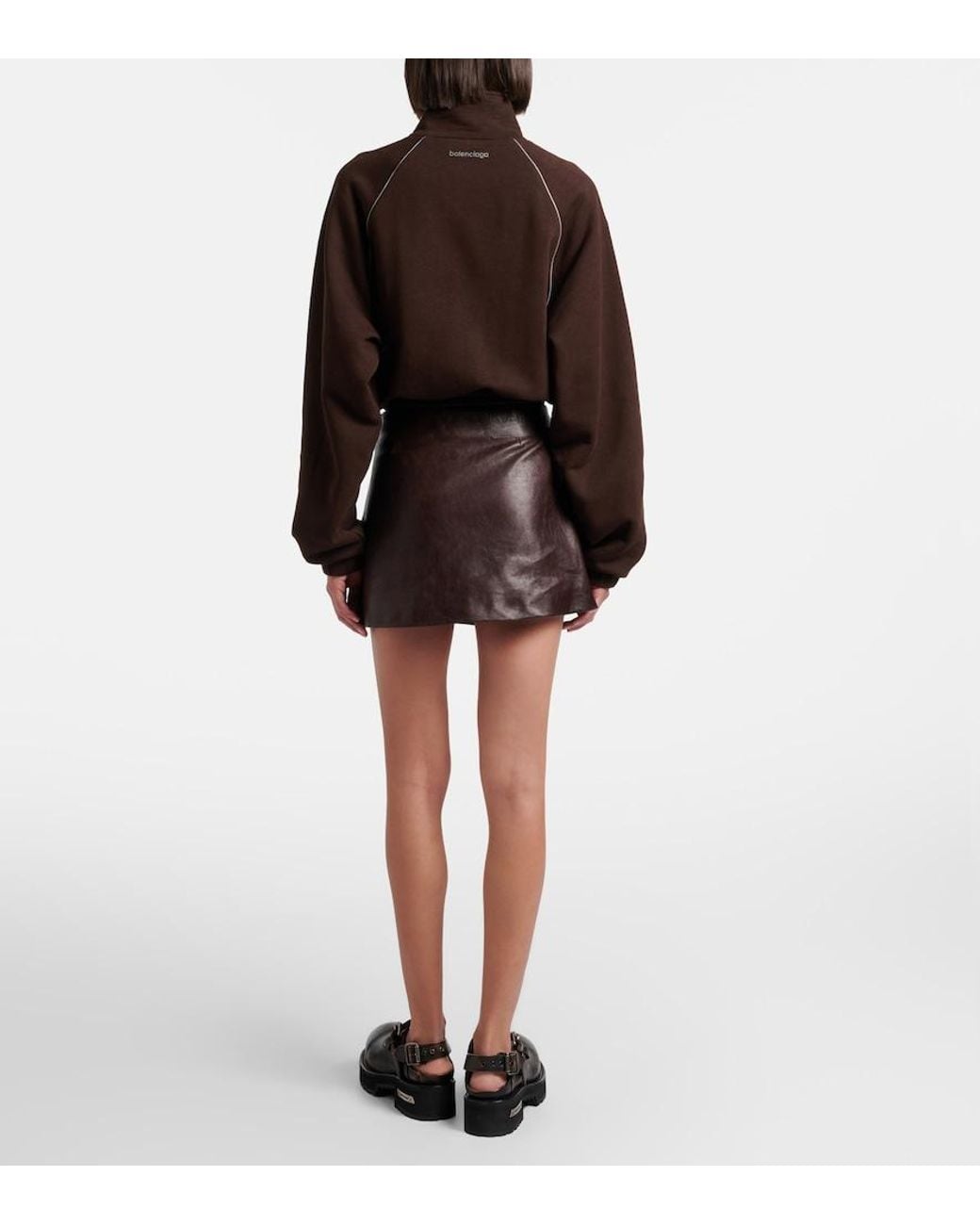 Balenciaga Brown Leather Miniskirt
