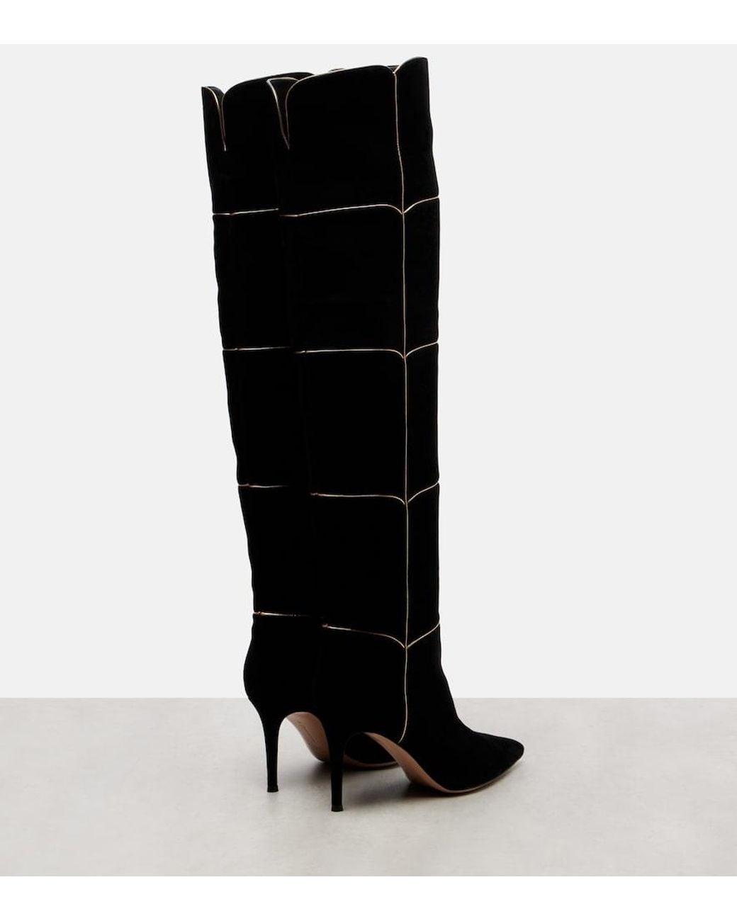 Gianvito Rossi Black Cuissard 85 Suede Knee-High Boots
