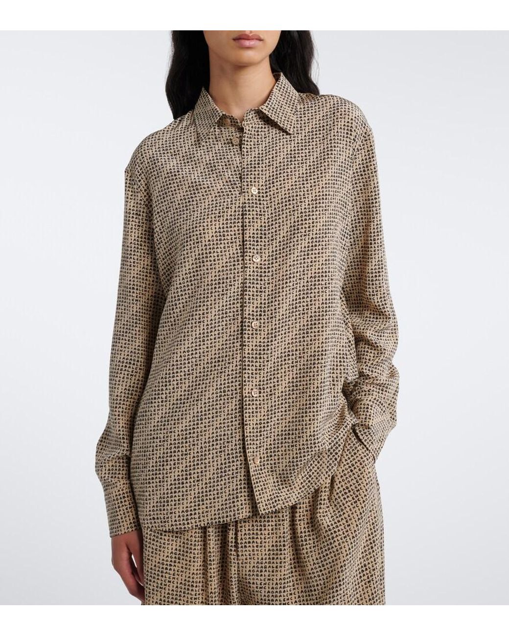 Balenciaga Brown Printed Silk Shirt