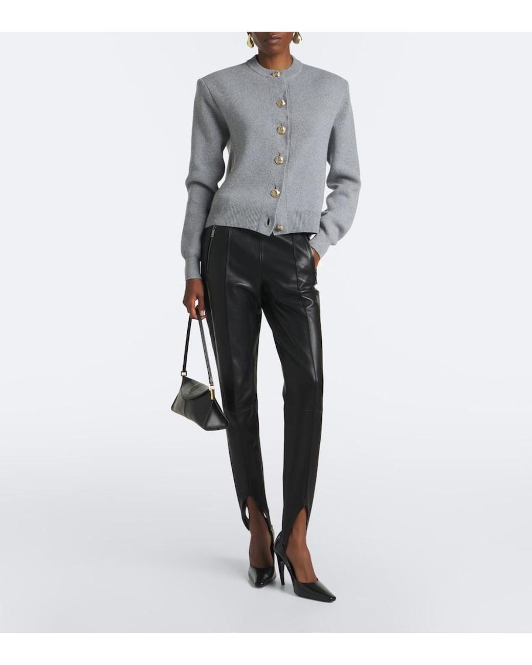 Balmain Gray Cashmere And Wool Cardigan