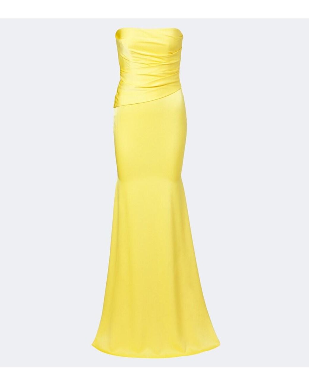 Alex Perry Yellow Satin Crepe Bustier Gown