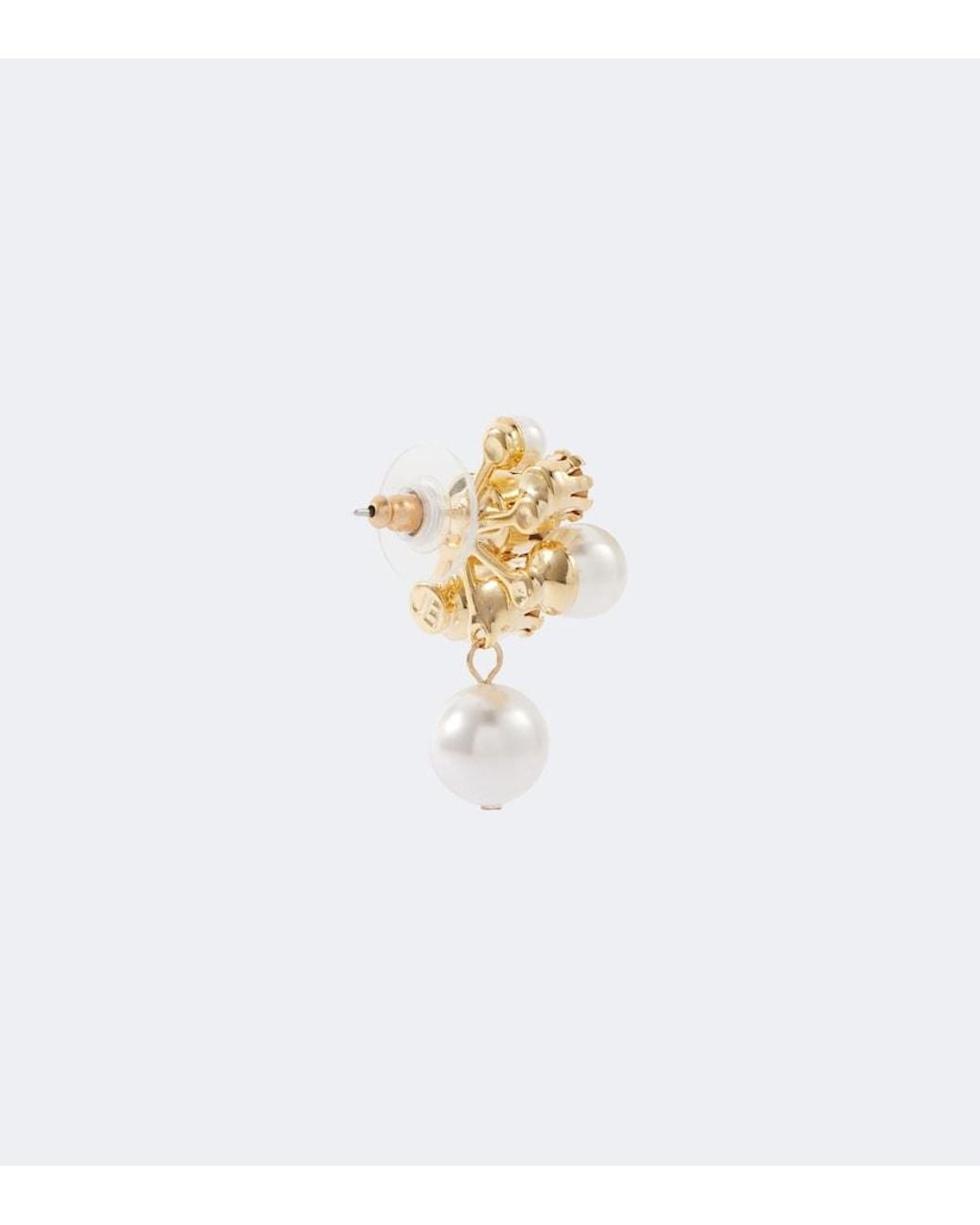 Jennifer Behr White Bristol Crystal-Embellished Faux Pearls-Plated Stud Earrings