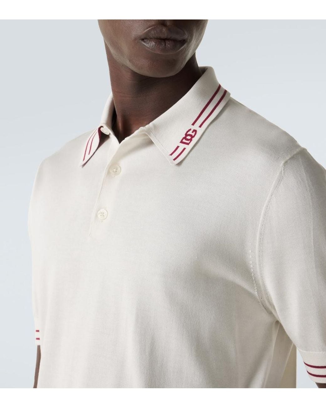 Dolce & Gabbana White Dg Silk Polo Shirt for men