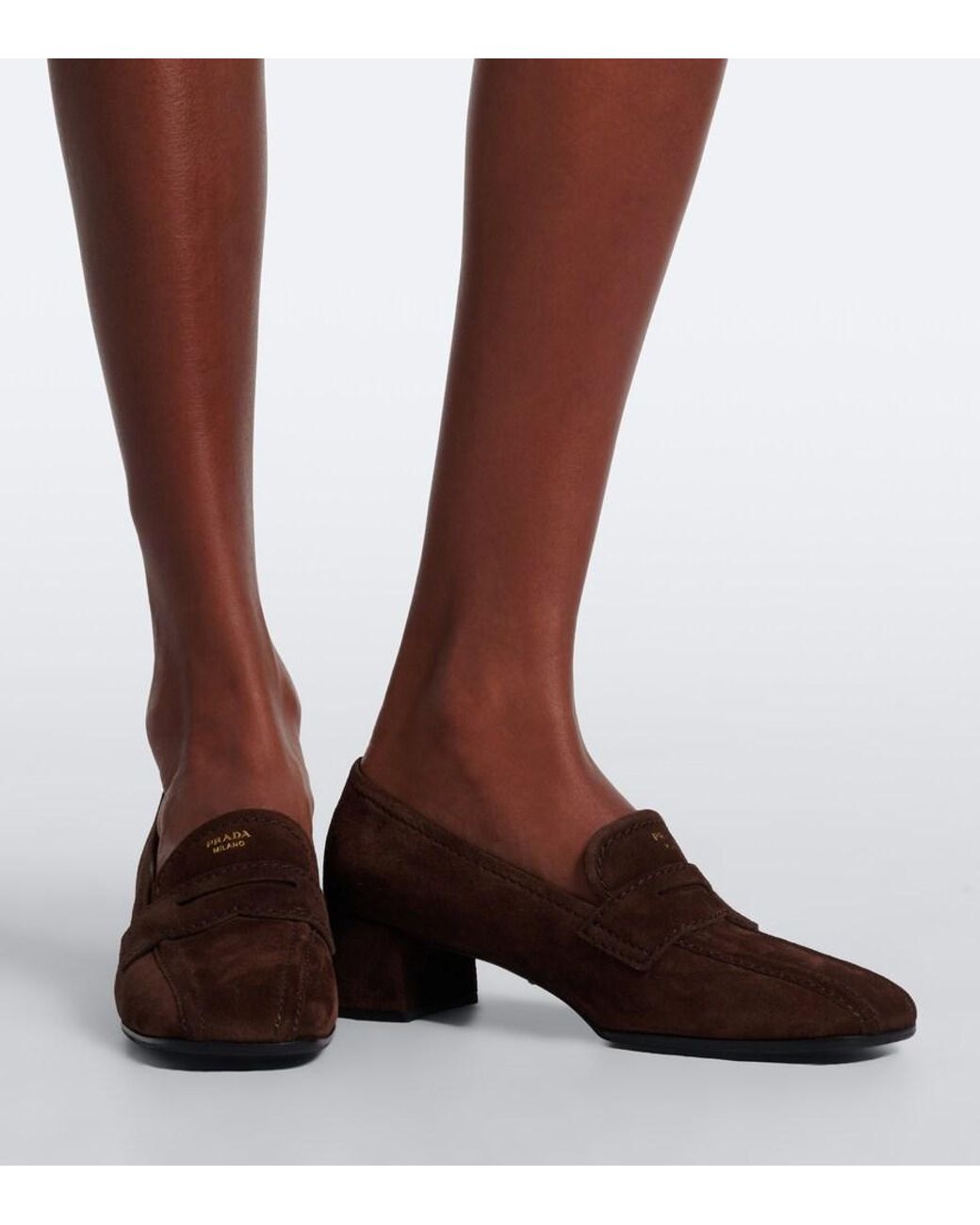 Prada Brown Suede Loafer Pumps