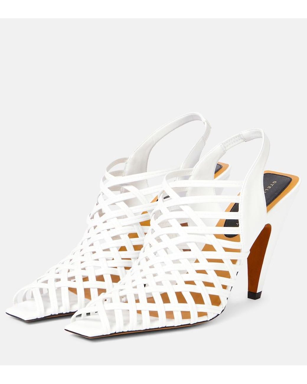 Stella McCartney White Spur Woven Vegan-Leather Pumps