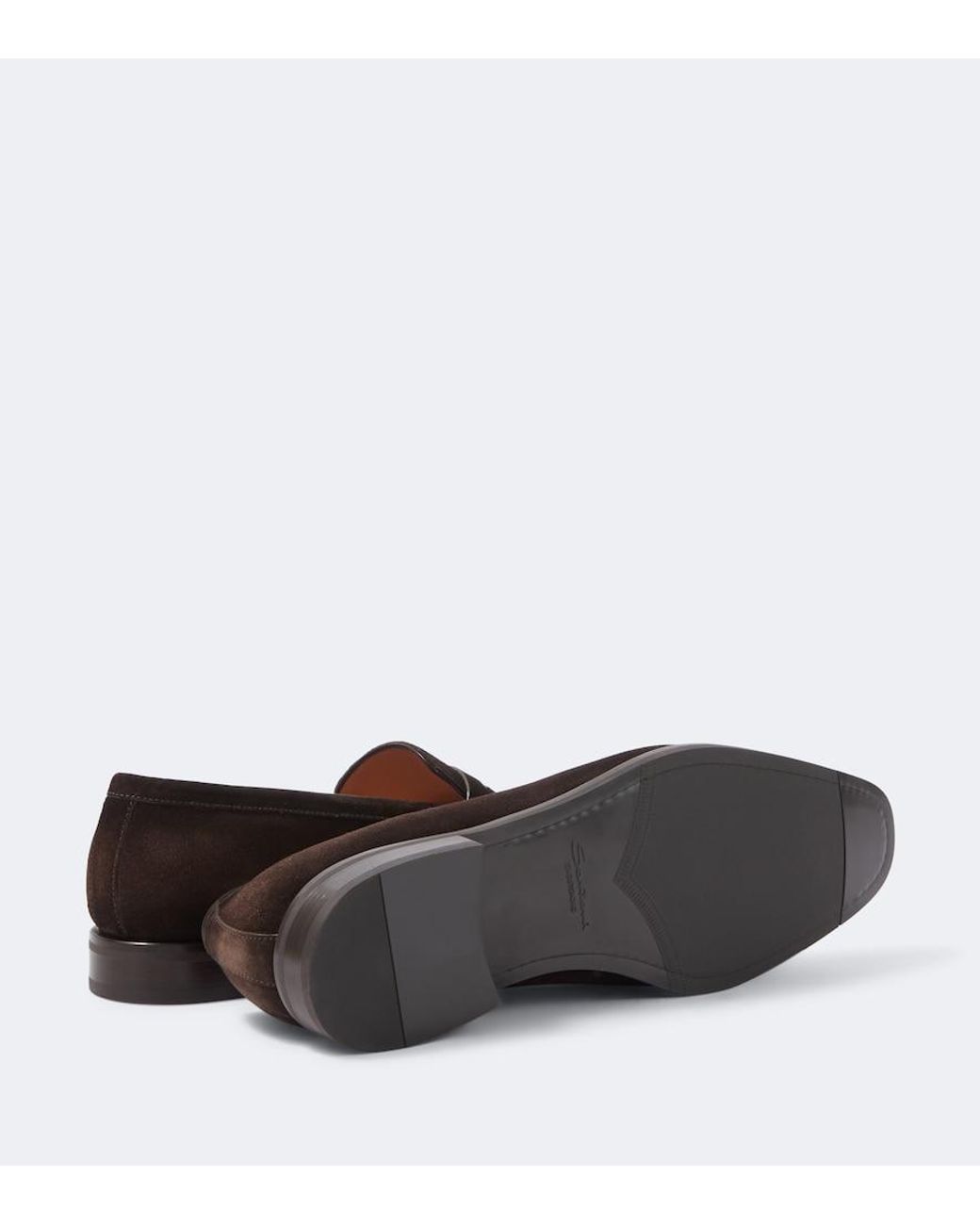 Santoni Brown Gregor Suede Penny Loafers for men