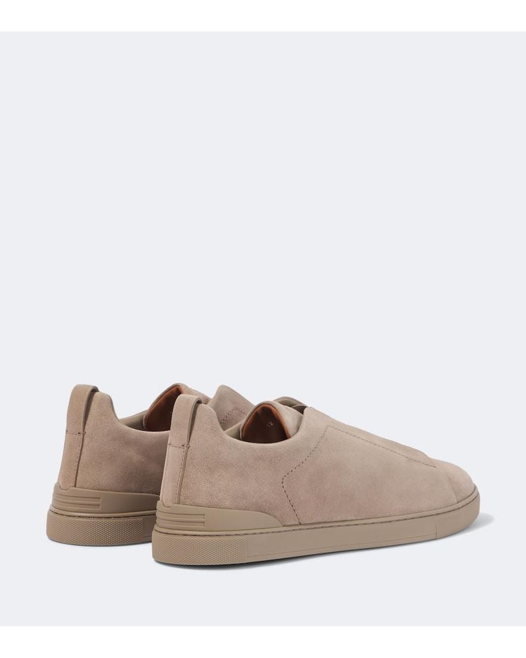 Zegna Natural Triple Stitch Suede Slip-On Sneakers for men