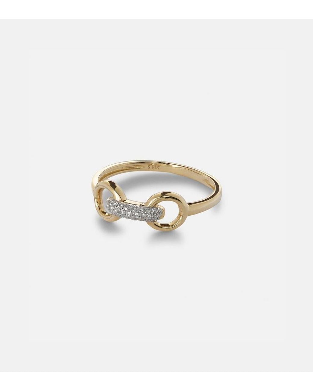 STONE AND STRAND White Bridle 14Kt Ring With Diamonds