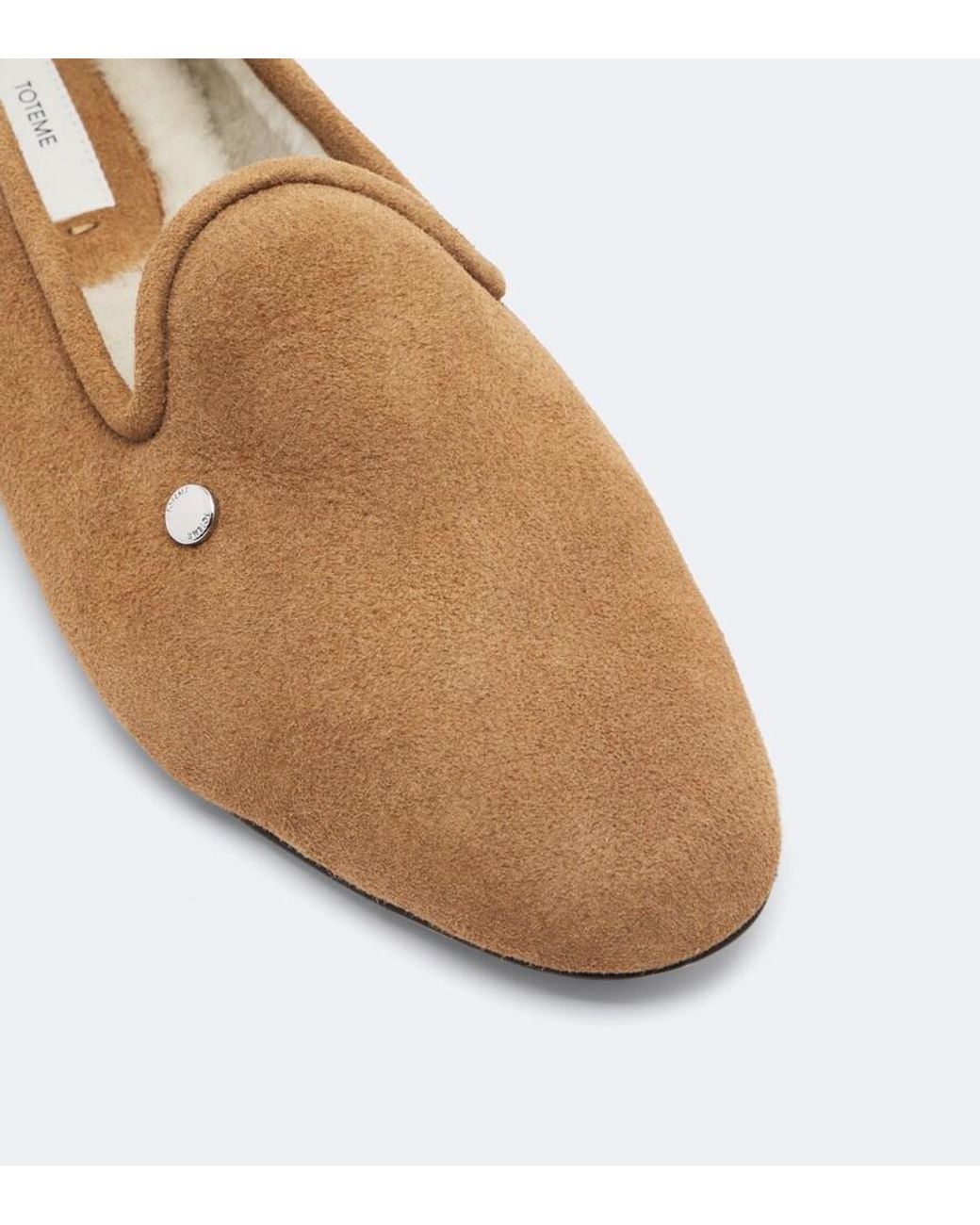 Totême  Brown Shearling-Lined Suede Loafers