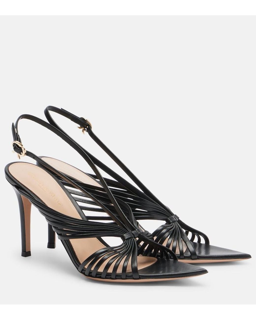 Gianvito Rossi Metallic Leather Slingback Sandals