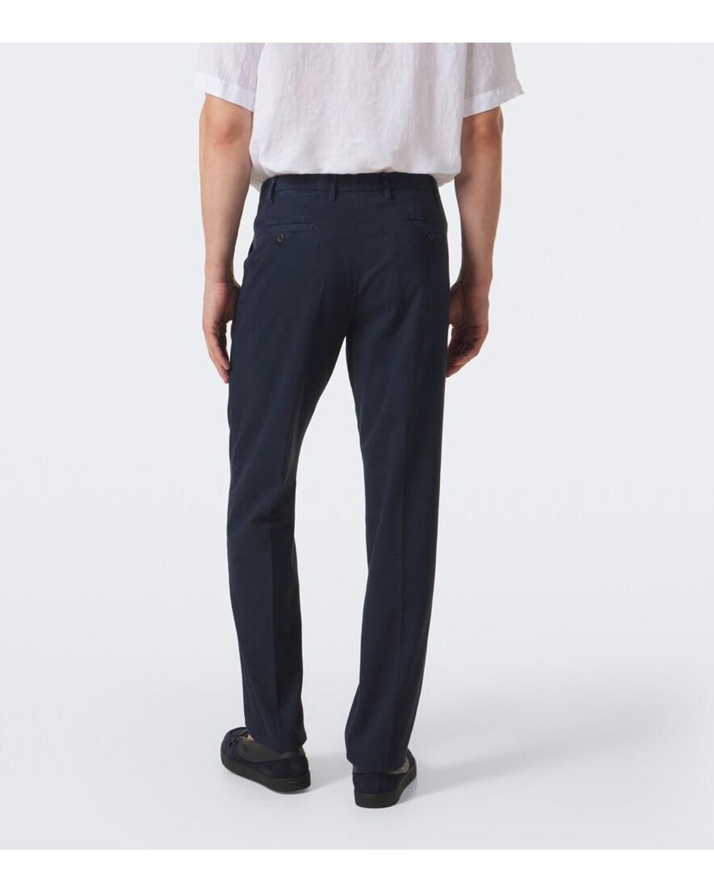 Fedeli Blue Cotton-Blend Chinos for men