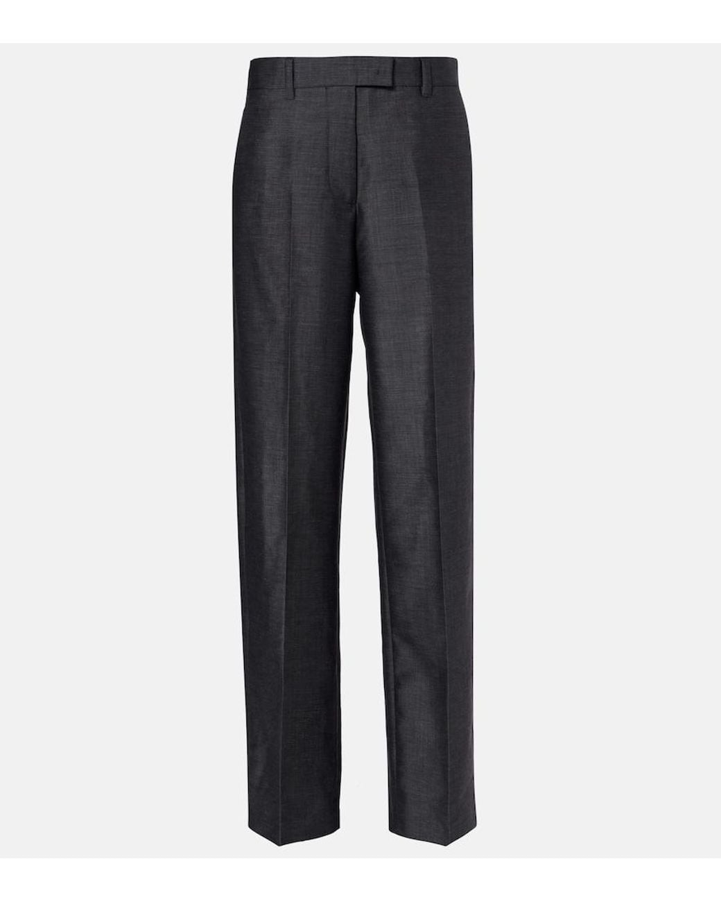 Miu Miu Blue Mohair And Wool Straight Pants