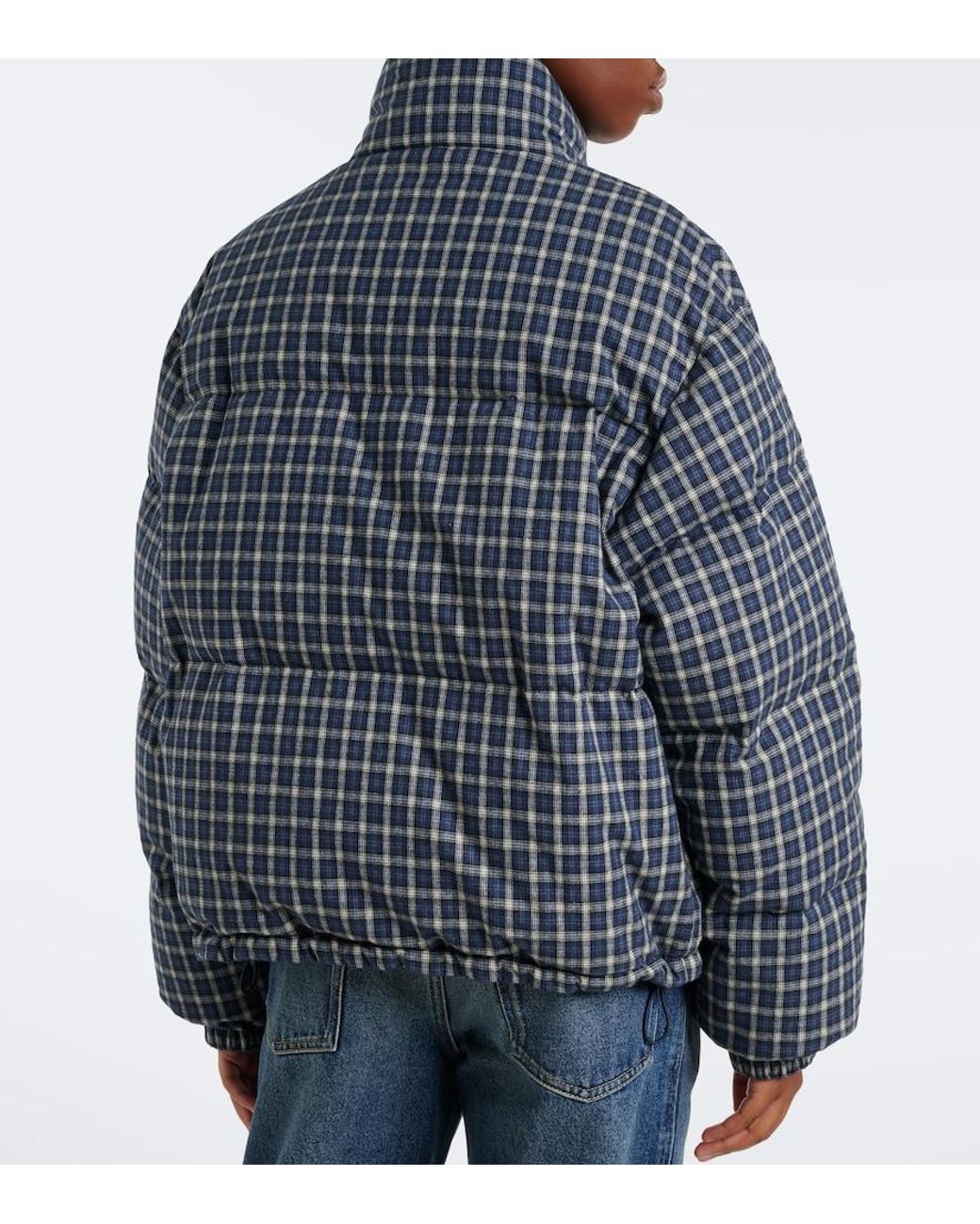 Miu Miu Blue Reversible Cotton Flannel Down Jacket