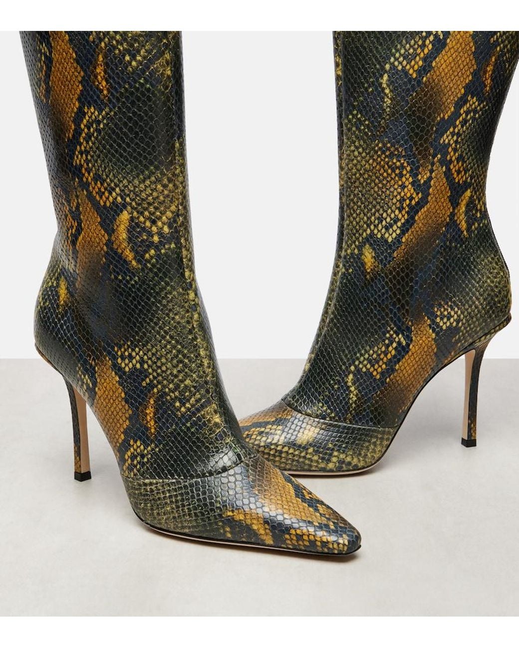 Jimmy Choo Green Archive Boot 100 Leather Knee-High Boots