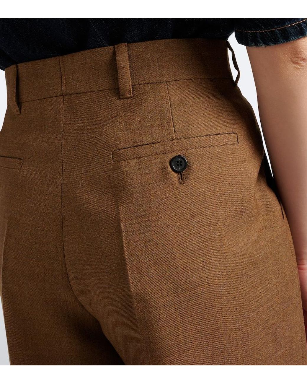 Prada Brown Pleated Virgin Wool Straight Pants