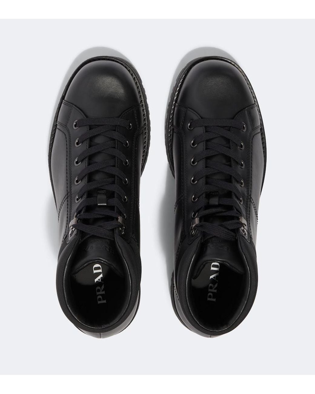 Prada Black Leather Lace-Up Boots for men