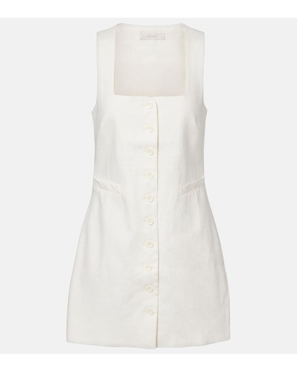 Faithfull The Brand White Jaques Linen Minidress