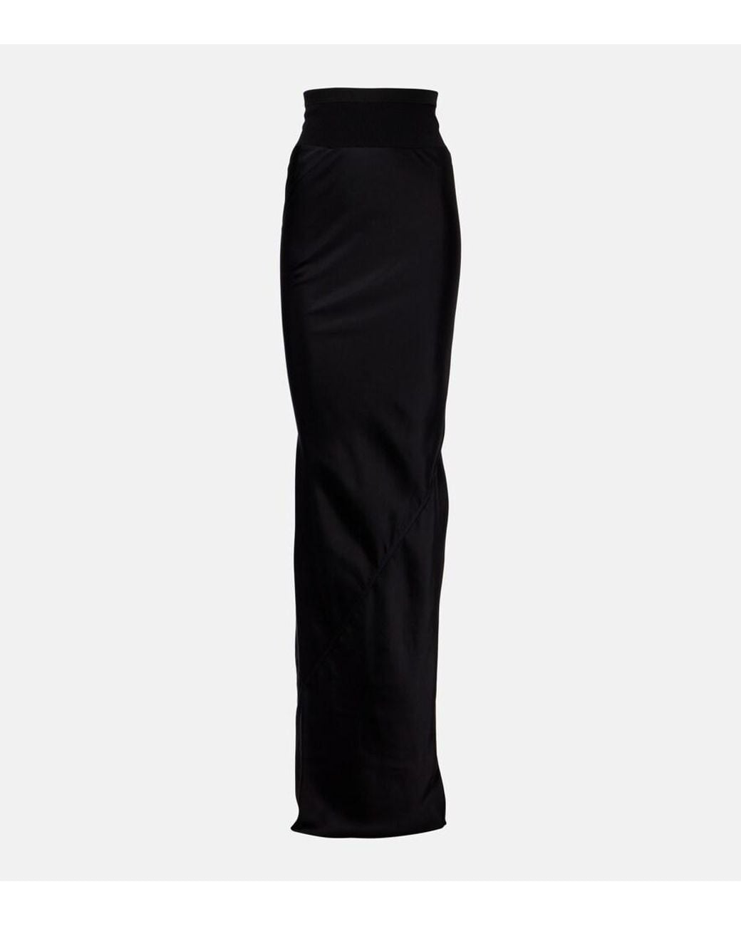 Rick Owens Black Coda Draped Satin Maxi Skirt