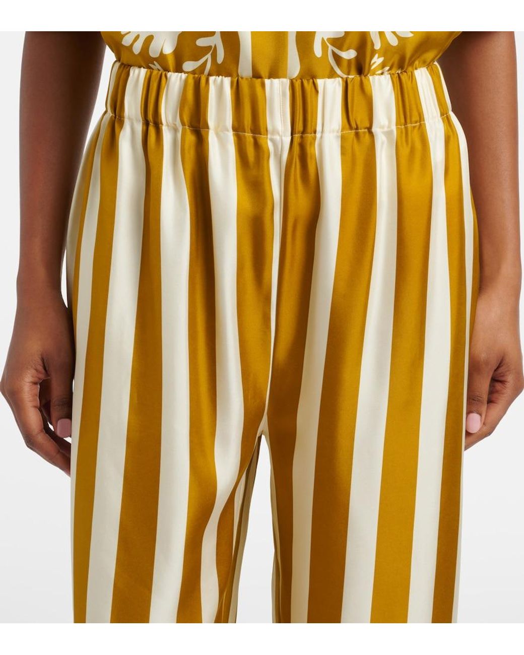 Eres Metallic Pacha Striped Silk Twill Palazzo Pants