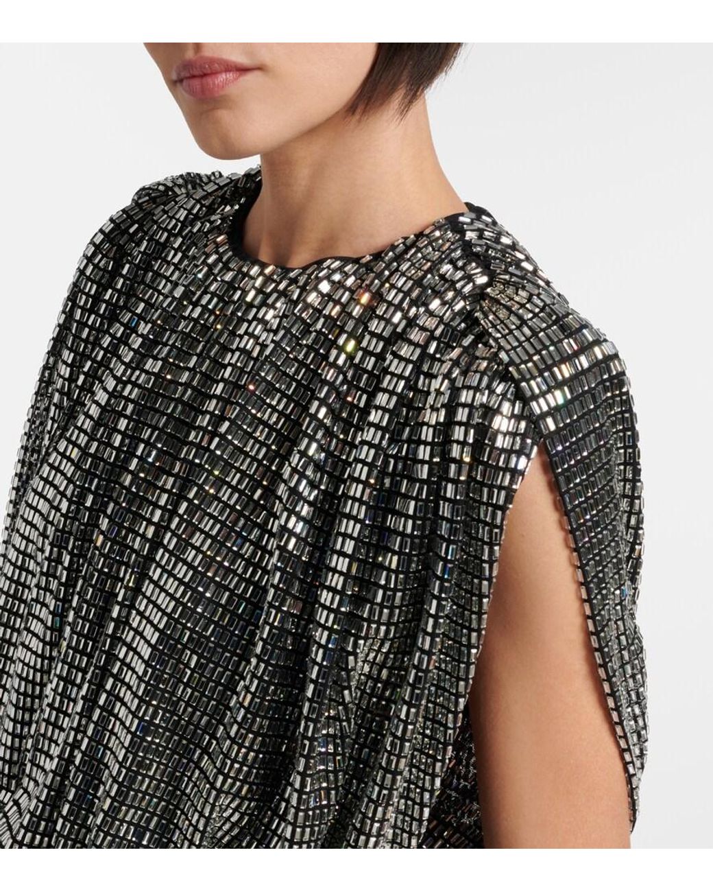 Self-Portrait Black Draped Embellished Top